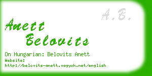 anett belovits business card